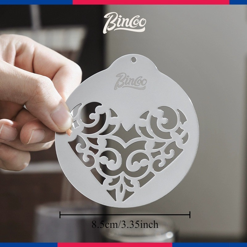 Bincoo Stainless Latte Art Mold Set 5pcs Coffee Pattern Stencil Kit