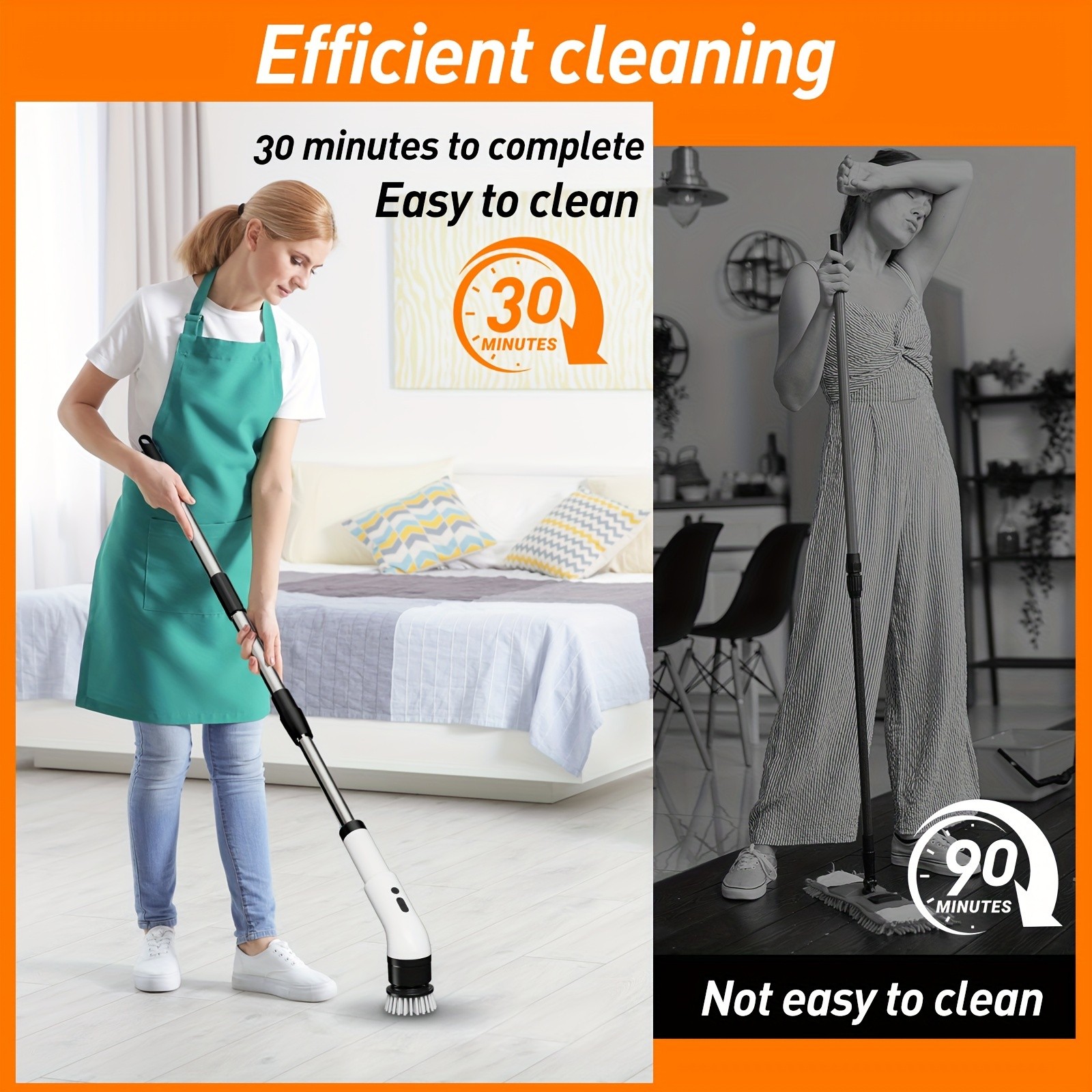 IAGREEA Electric Rotating Cleaning Brush Cordless 3-Speed Scrubber with Replaceable Heads