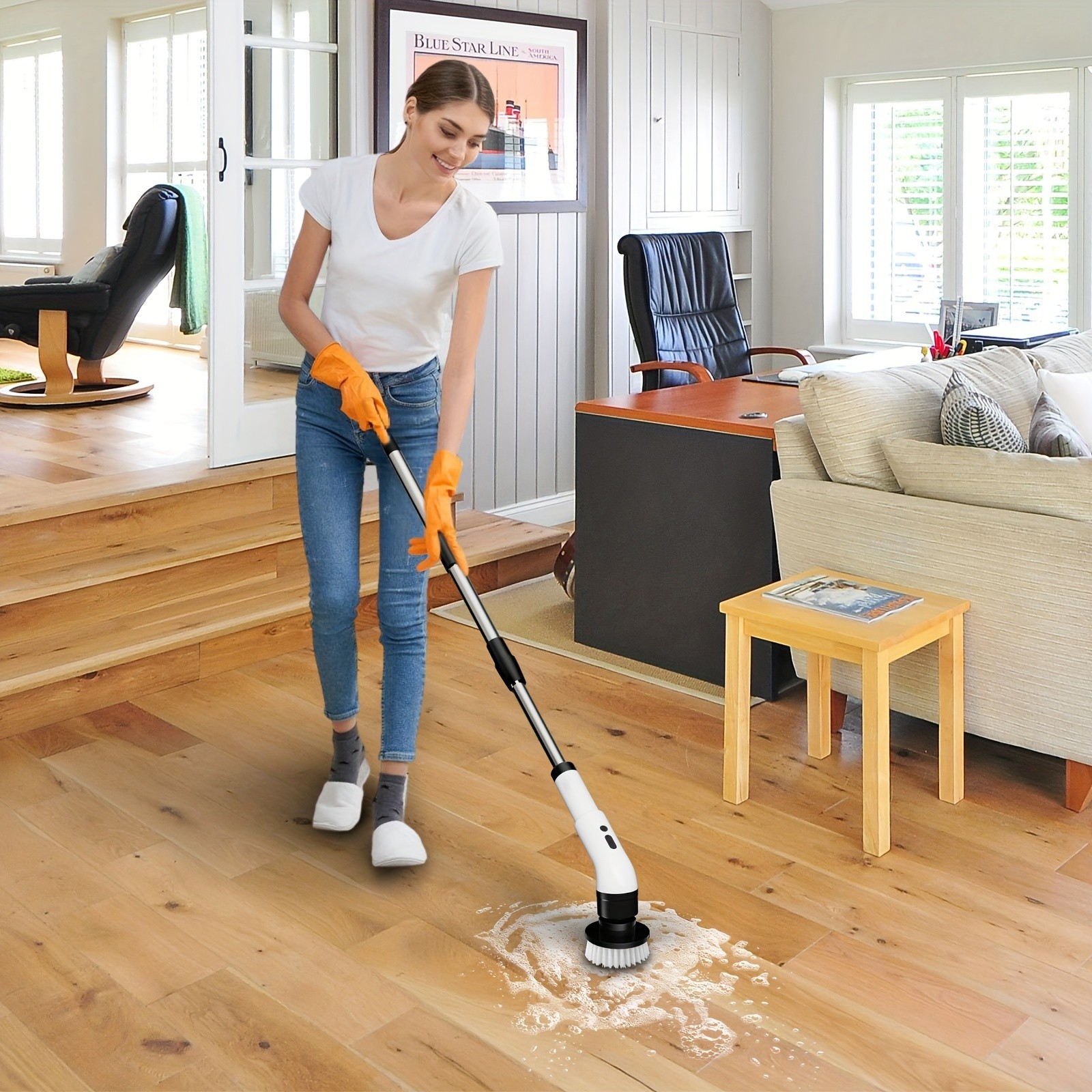 IAGREEA Electric Rotating Cleaning Brush Cordless 3-Speed Scrubber with Replaceable Heads