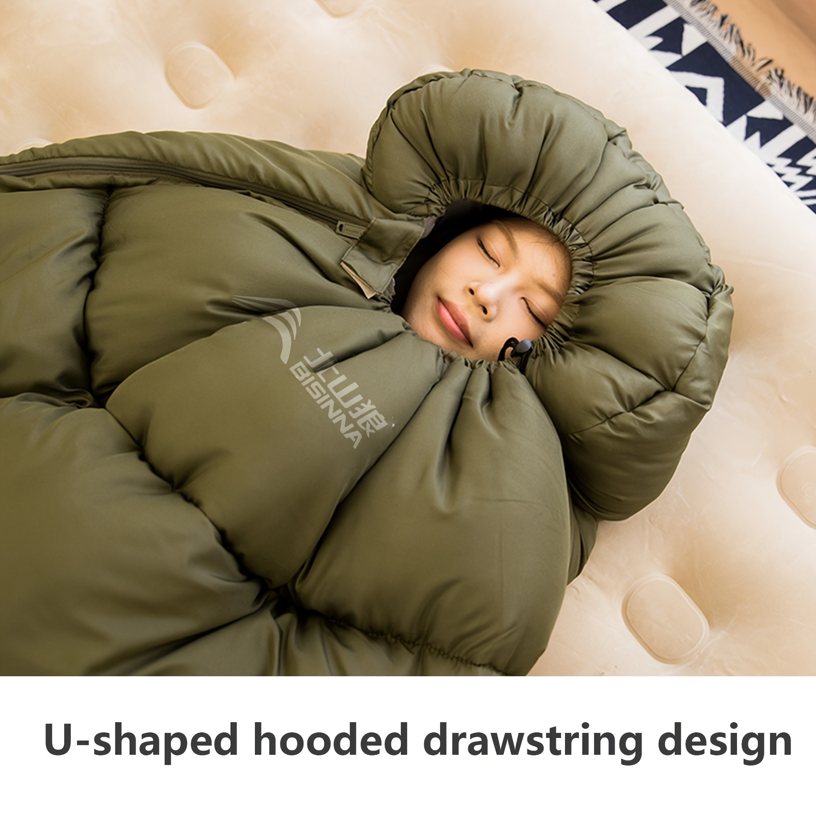 BISINNA Winter Envelope Sleeping Bag Thickened Portable Cold-Weather Camping Bag