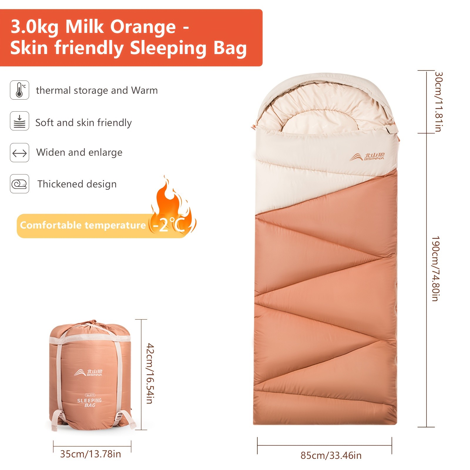BISINNA Cold-Weather Half Sleeping Bag Thickened Portable Winter Outdoor Bag