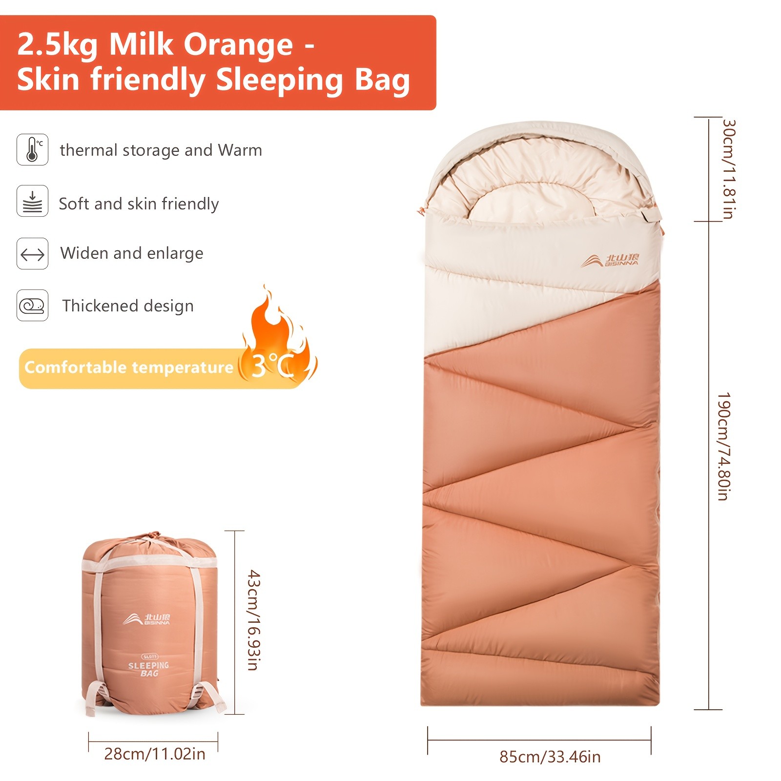 BISINNA Cold-Weather Half Sleeping Bag Thickened Portable Winter Outdoor Bag