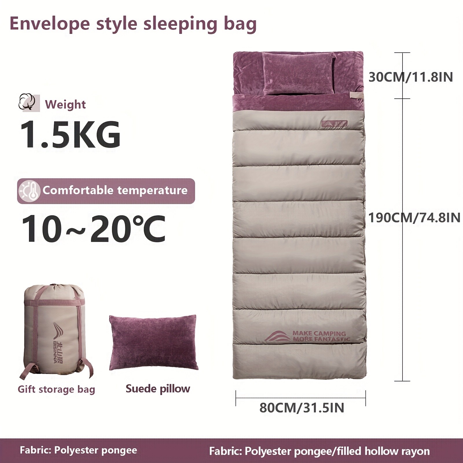 BISINNA Dream Lightweight Sleeping Bag Portable Rectangular Outdoor Camp Bag