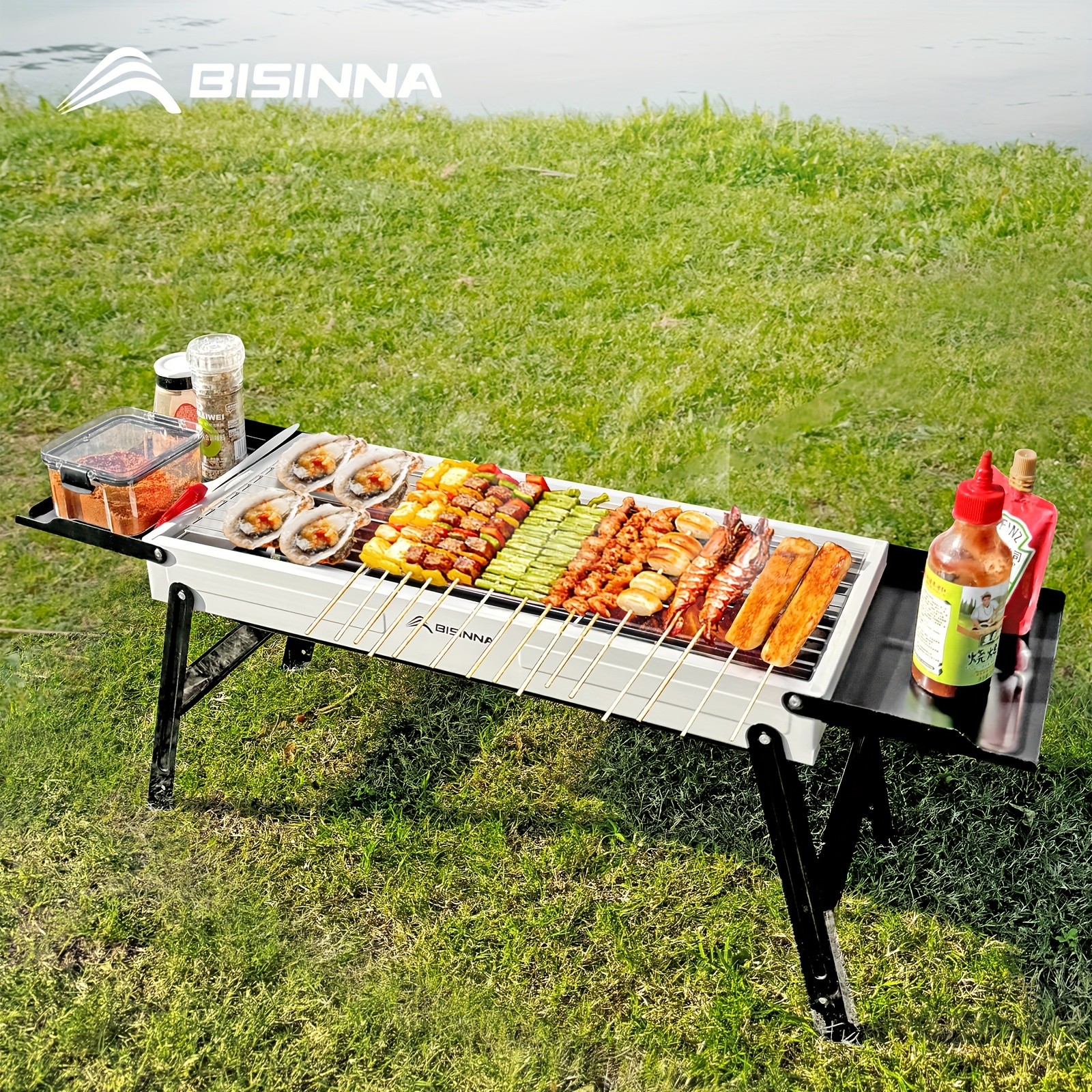 BISINNA Portable Charcoal BBQ Grill Foldable Tabletop Outdoor Camping Barbecue