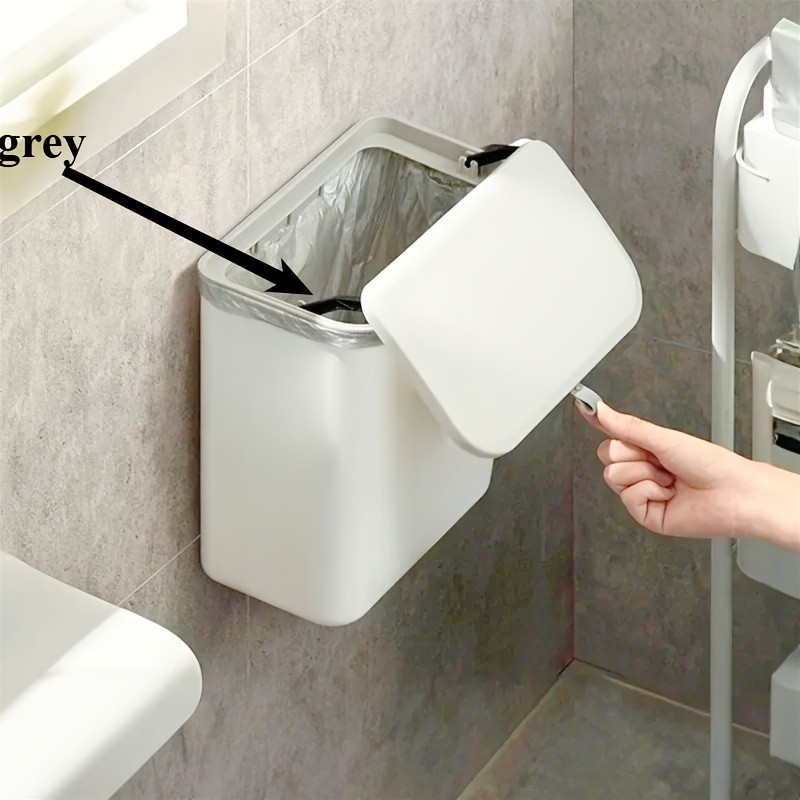 WIEZ Wall-Mounted Hands-Free Trash Can Space-Saving Hygienic Waste Bin for Kitchen & Bathroom