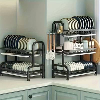 WIEZ 2-Layer / 3-Layer Dish Drying Rack Space-Saving Metal Kitchen Organizer