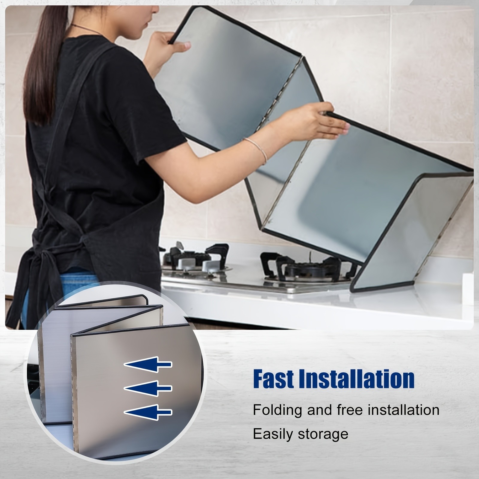 WIEZ Foldable Stainless Steel Splatter Guard Heat-Resistant Non-Stick Shield for Oil & Grease Protection