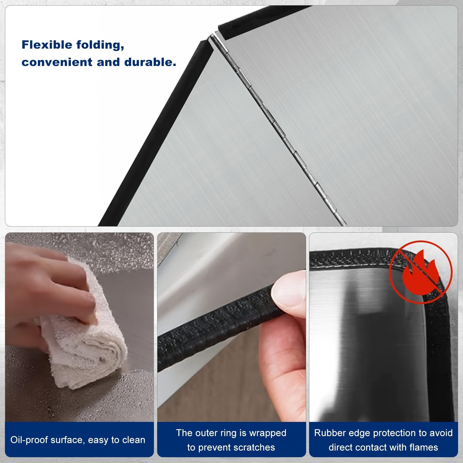 WIEZ Foldable Stainless Steel Splatter Guard Heat-Resistant Non-Stick Shield for Oil & Grease Protection