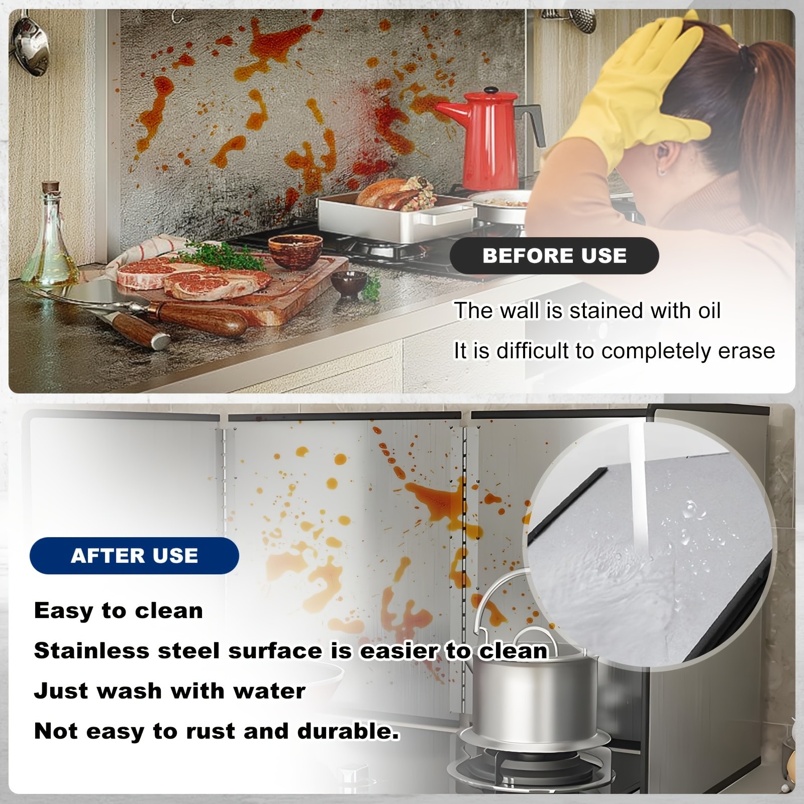 WIEZ Foldable Stainless Steel Splatter Guard Heat-Resistant Non-Stick Shield for Oil & Grease Protection