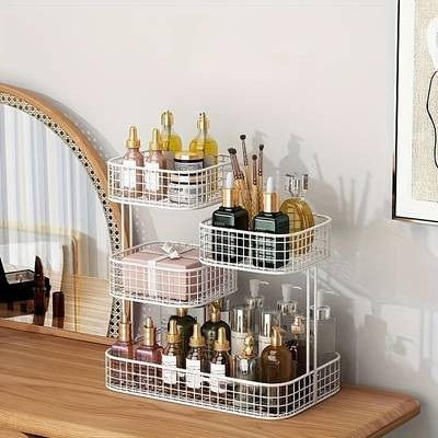 PMMJ 3-Tier Countertop Bathroom Storage Rack Lightweight Metal Wire Organizer