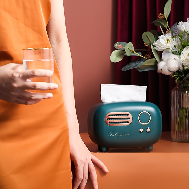 WIEZ Vintage Radio Tissue Box Creative Retro-Style Dispenser for Kitchens, Bedrooms & Bathroom Spaces