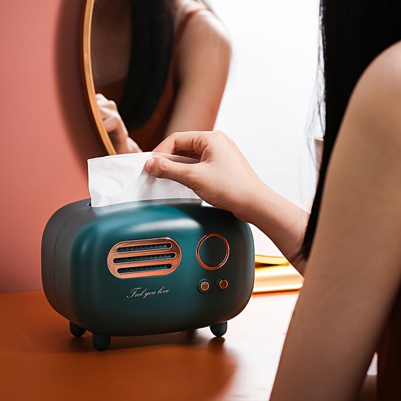 WIEZ Vintage Radio Tissue Box Creative Retro-Style Dispenser for Kitchens, Bedrooms & Bathroom Spaces