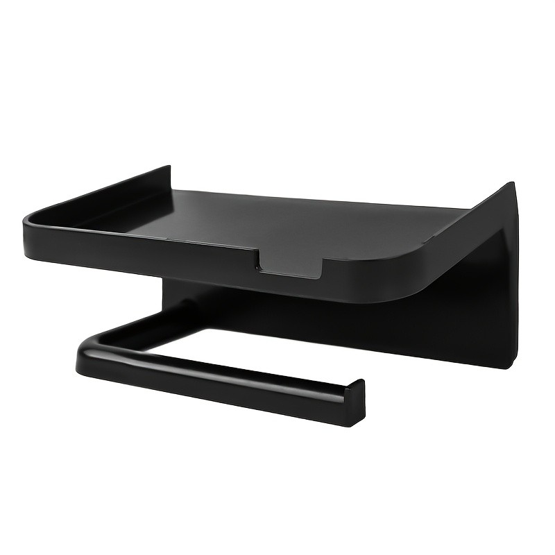 LDQ Luxury Self-Adhesive Wall-Mounted Tissue Holder  Modern Space-Saving Bathroom Rack with Built-In Storage Shelf