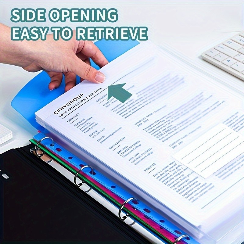 LDQ 12-Pack A4 Expanding File Folders Heavy-Duty PP Document Organizers with Push-Button Lock & 11-Ring Binder Pockets