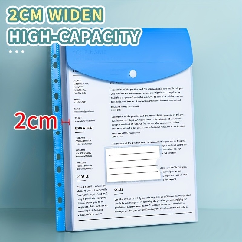 LDQ 12-Pack A4 Expanding File Folders Heavy-Duty PP Document Organizers with Push-Button Lock & 11-Ring Binder Pockets