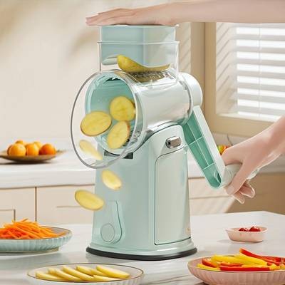 Awaoko Multi-Function Rotating Manual Vegetable Slicer  10-Blade Stainless Steel Grater