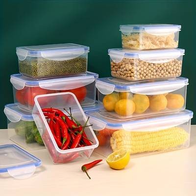 Awaoko 12pcs Airtight Rectangle Storage Container Set (6 Lids + 6 Containers) Microwaveable & Fridge-Safe