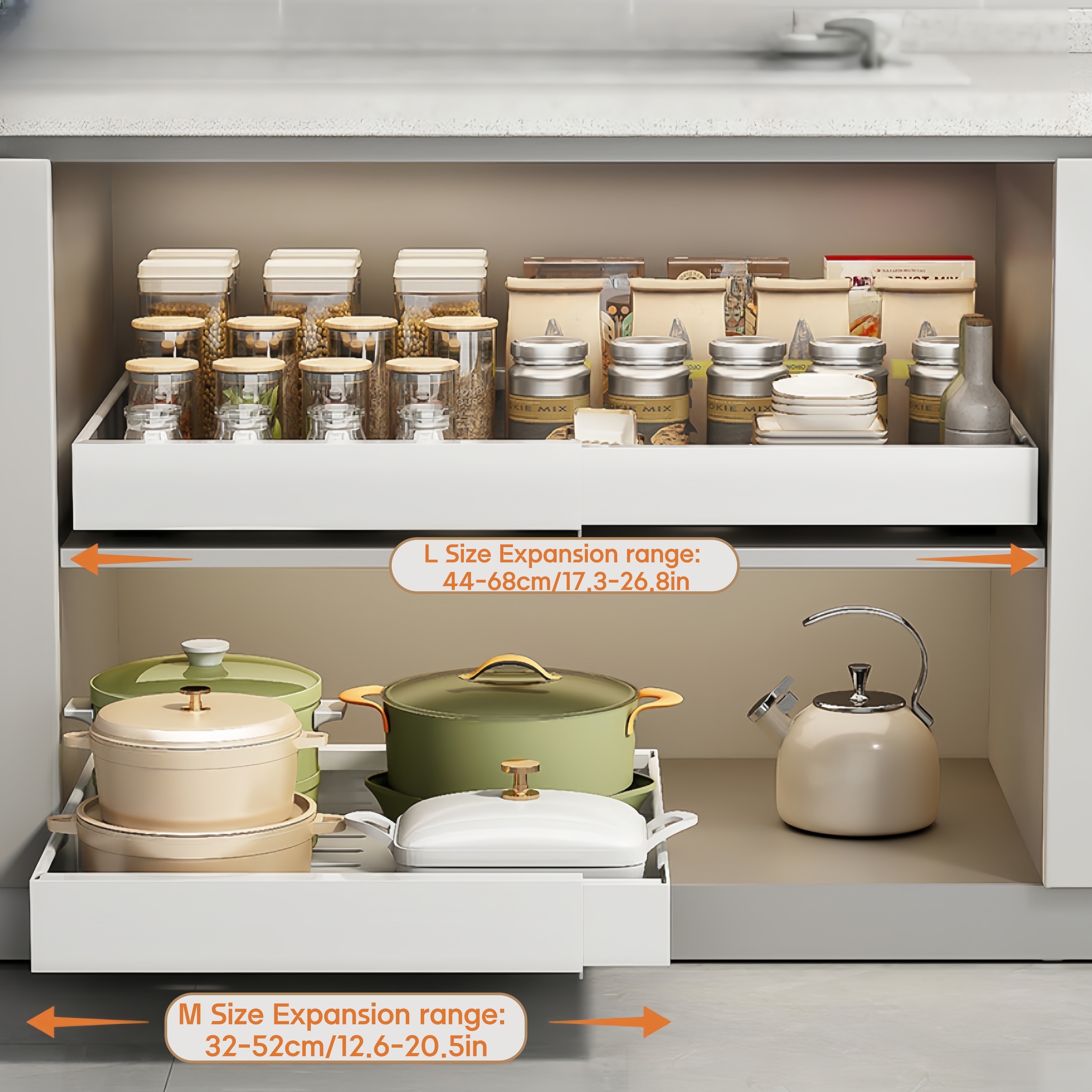MCMLS Expandable Pull-Out Cabinet Rack Heavy-Duty Adjustable Under-Sink Organizer for NZ Kitchens & Pantries