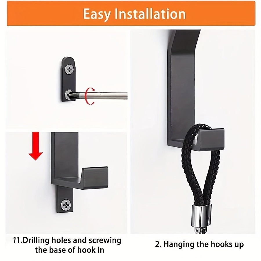 MCMLS Stainless Steel Double-Hook Wall Rack Set 6pcs Modern Space-Saving Mounts for NZ Hallways, Kitchens & Bathrooms