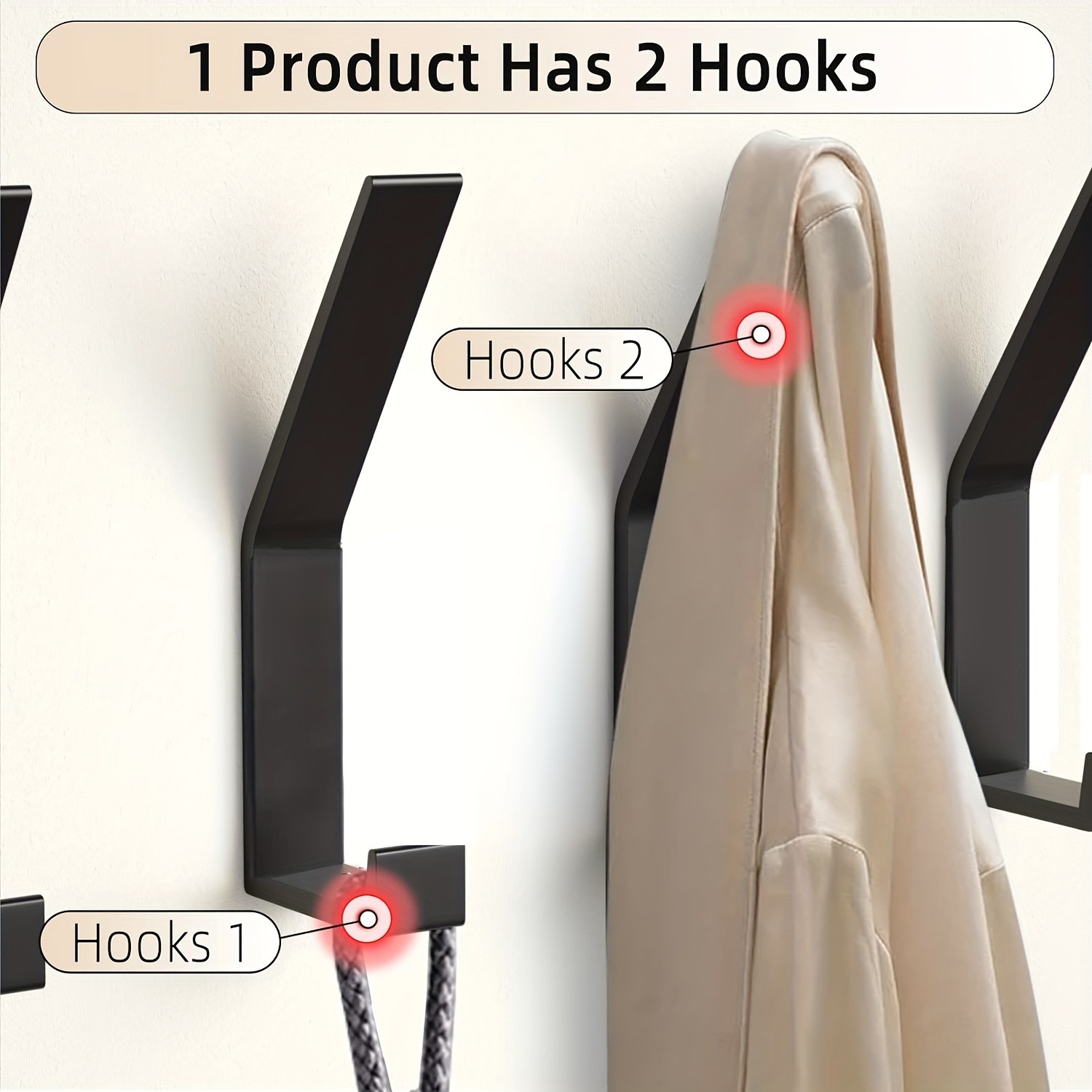 MCMLS Stainless Steel Double-Hook Wall Rack Set 6pcs Modern Space-Saving Mounts for NZ Hallways, Kitchens & Bathrooms