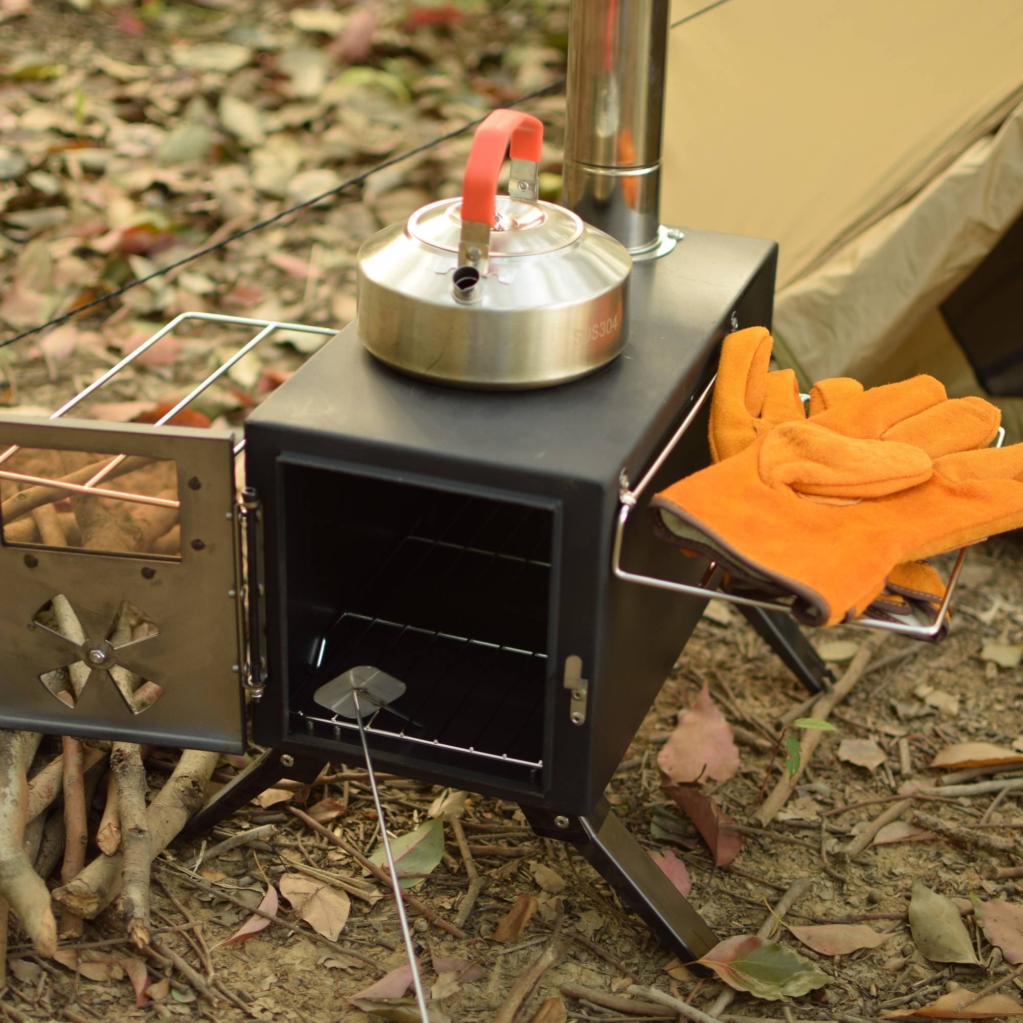 Portable Black Iron Camping Stove Lightweight Outdoor Cooking Stove for Adventure