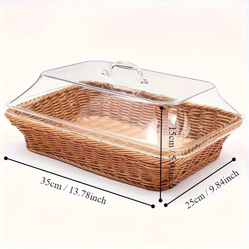 FARIDABIO Bread Basket with Clear Acrylic Lid Stylish and Durable Food Storage for Pastries and Desserts