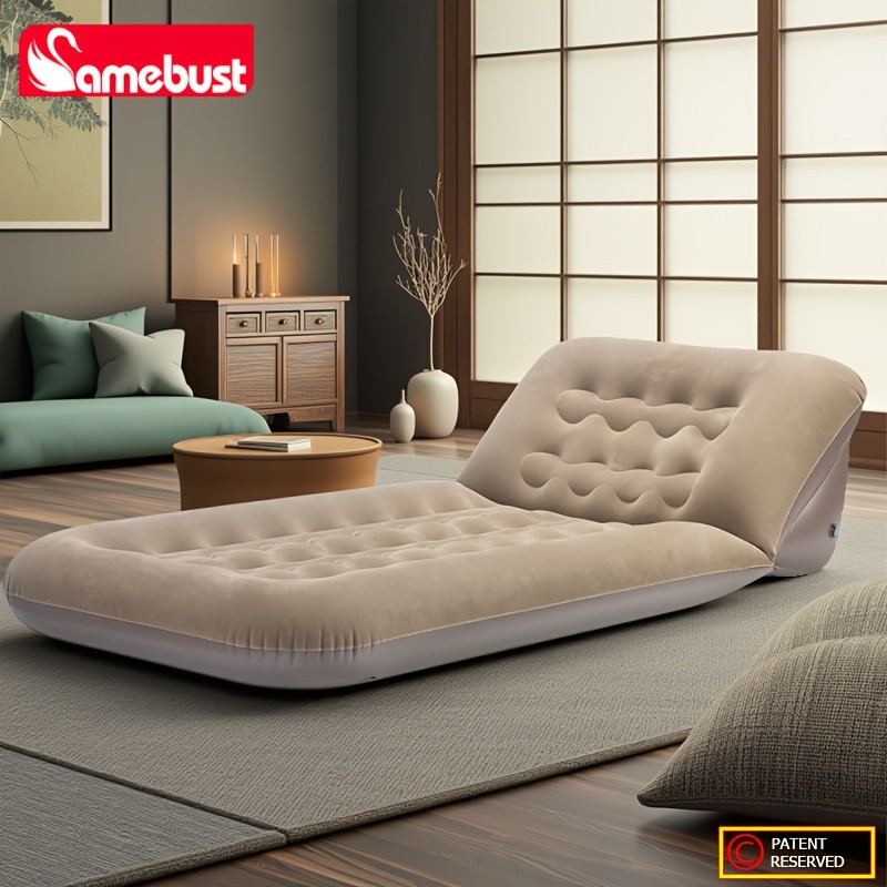 CAMEBUST Inflatable Flocking Sofa Adjustable Single Foldable Airbed Mattress for Home and Outdoor Relaxation
