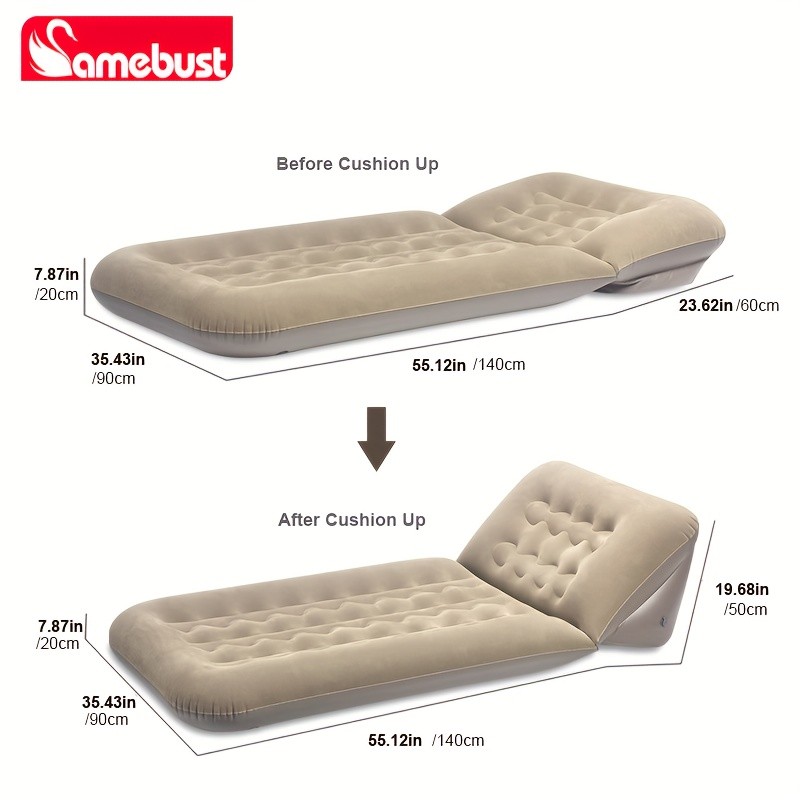 CAMEBUST Inflatable Flocked PVC Sofa Single Foldable Air Mattress for Home and Outdoor Use