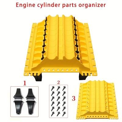 PMMJ Yellow Engine Cylinder Cover Valve Organizer Stand Durable Plastic Engine Parts Holder for DIY Enthusiasts