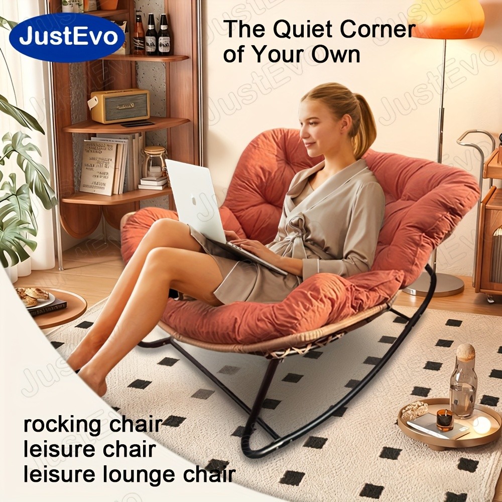 JUSTEVO Extra Large Comfortable Rocking Chair Ergonomic Recliner with Adjustable Headrest for Ultimate Relaxation