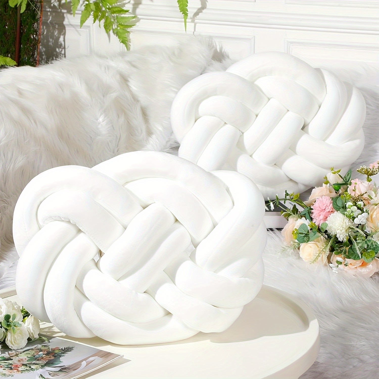 YLBKIKR Two-Piece Sofa Knot Pillow Soft Decorative Cushions to Enhance Comfort and Style in Your Home