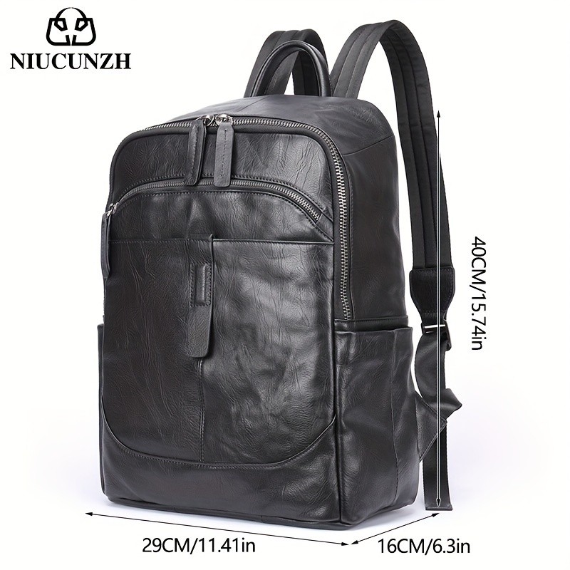 NIUCUNZH Mens Top Layer Cowhide Backpack Durable, Spacious, and Ideal for Travel and Commuting
