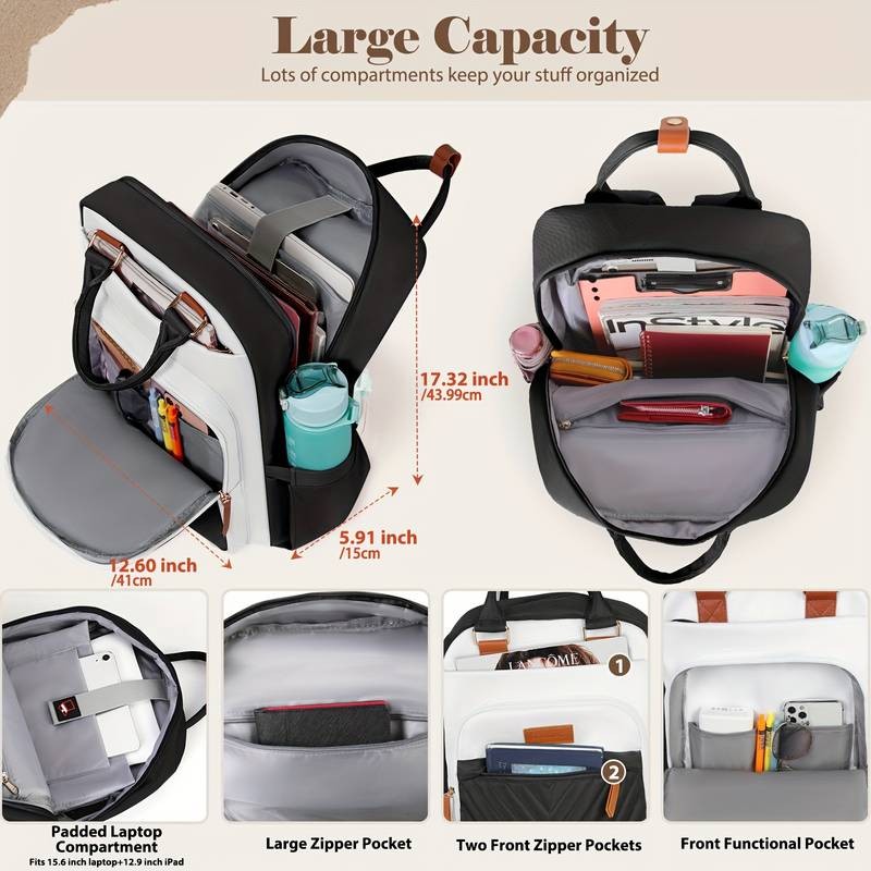 IGOLUMON Laptop Backpack for Women & Men Anti-Theft, Large Capacity 39.62 cm Travel Backpack with 4 Compartments and 9 Pockets