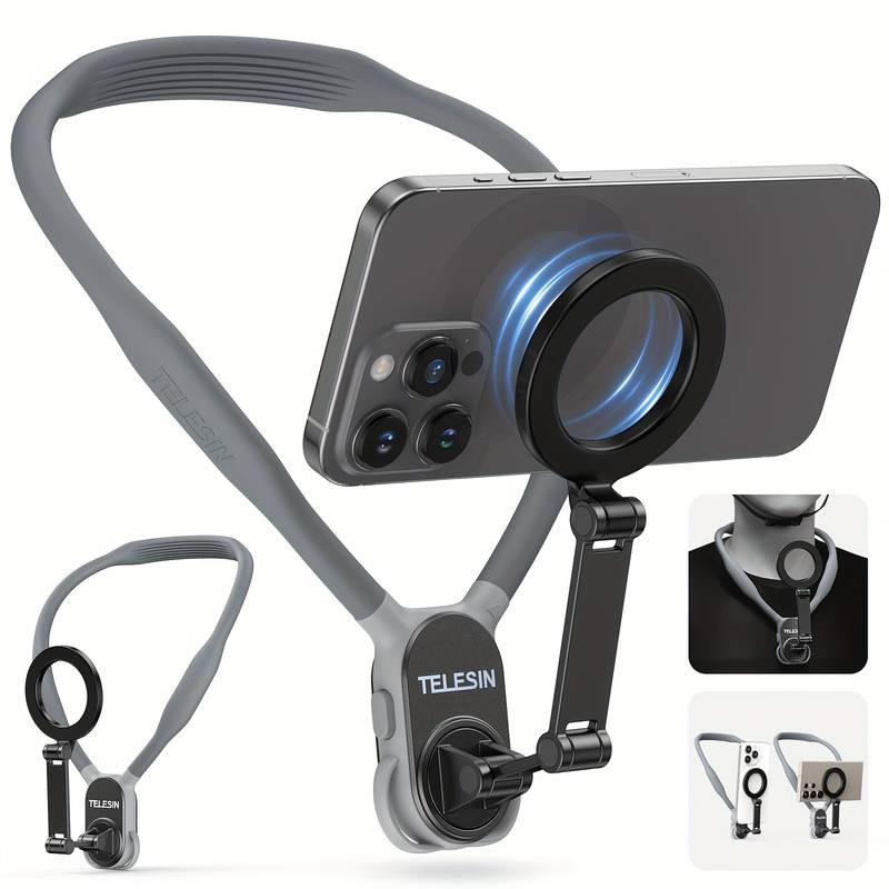 TELESIN Mobile Phone Magnetic Suction Ring Holder  Multi-Angle Rotating Holder for Vlogging, Riding, and Outdoor Activities