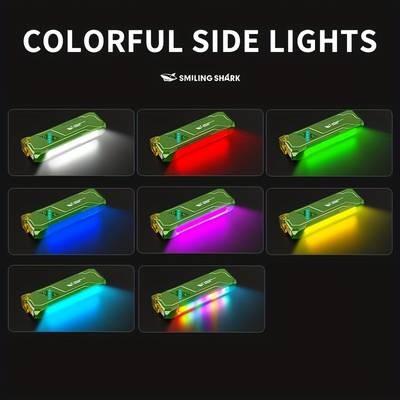 SMILING SHARK Tactical LED Flashlight  Super Bright 8-Color USB Rechargeable Flashlight with Magnetic Base