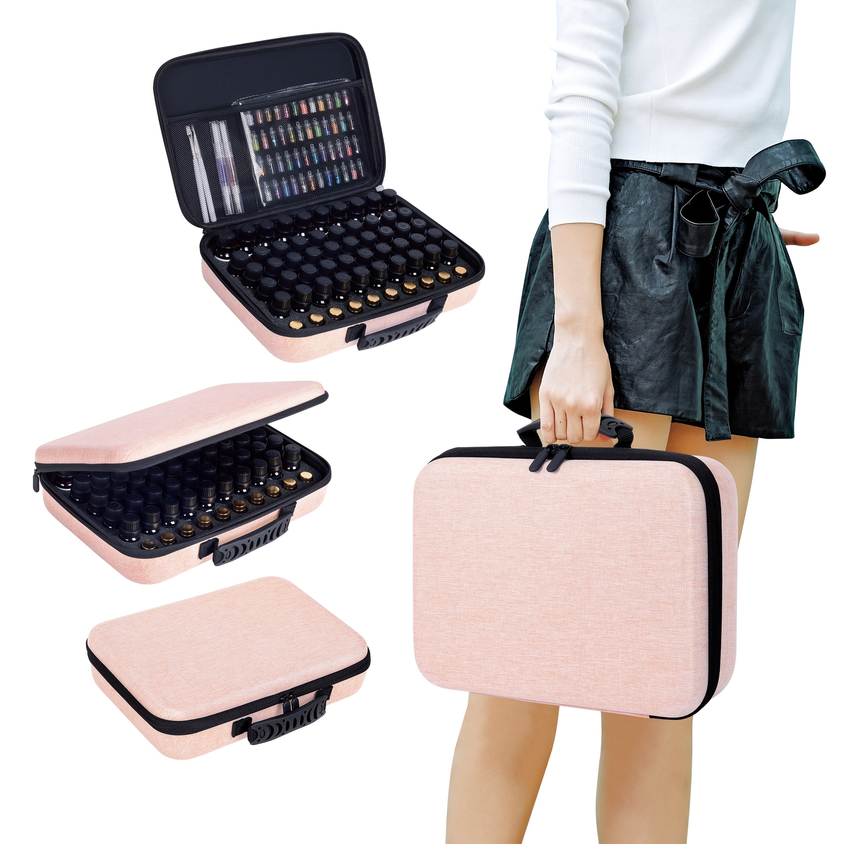 UOZL 60-Slot Essential Oil Storage Case with Detachable Sponge