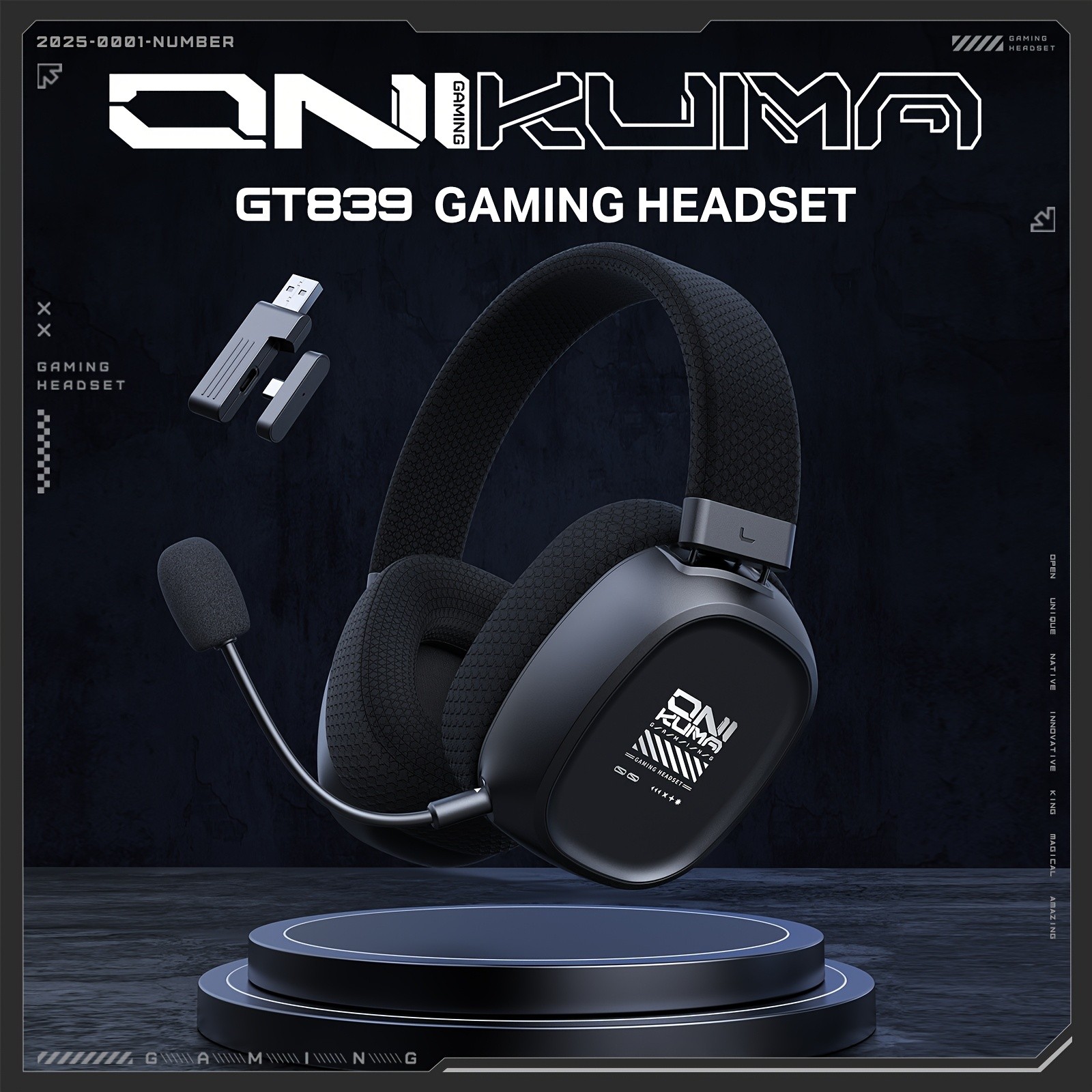 ONIKUMA Gaming Headset 7.1 Surround Sound, Triple-Mode Connectivity, Ultra-Low Latency