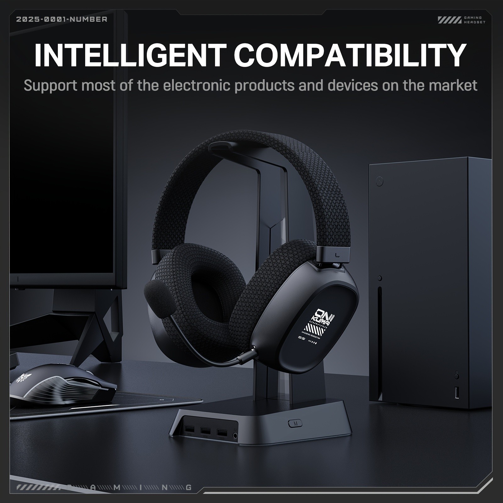 ONIKUMA Gaming Headset 7.1 Surround Sound, Triple-Mode Connectivity, Ultra-Low Latency
