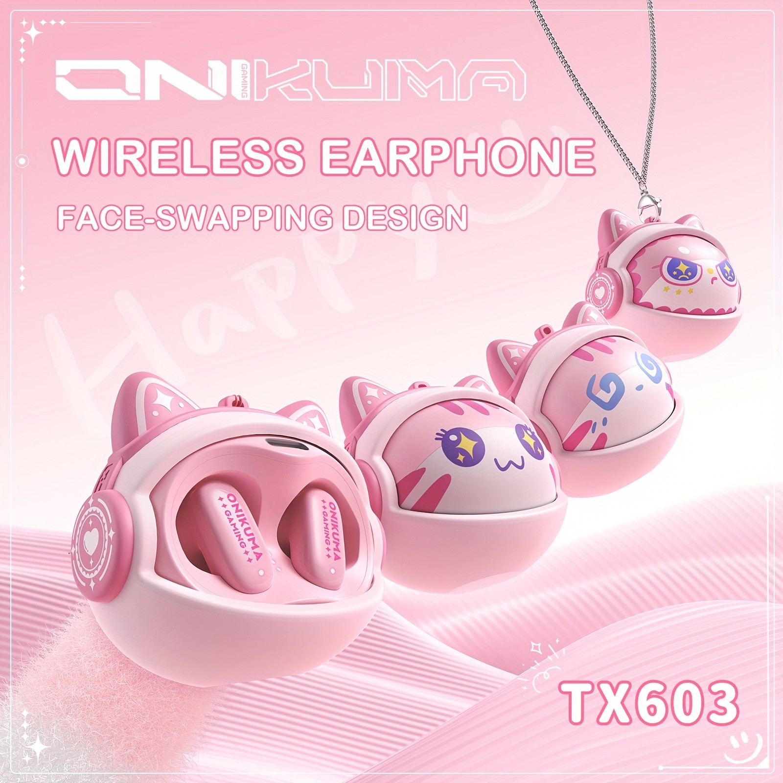 ONIKUMA TX603 New Face-Changing Wireless Headphones Stylish, Touch Control, and Customizable Design