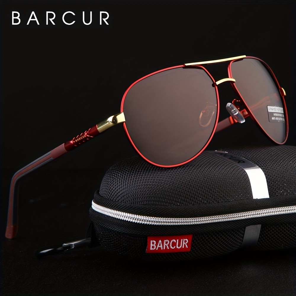 BARCUR Aluminum Retro Sunglasses for Men with Polarized Lenses