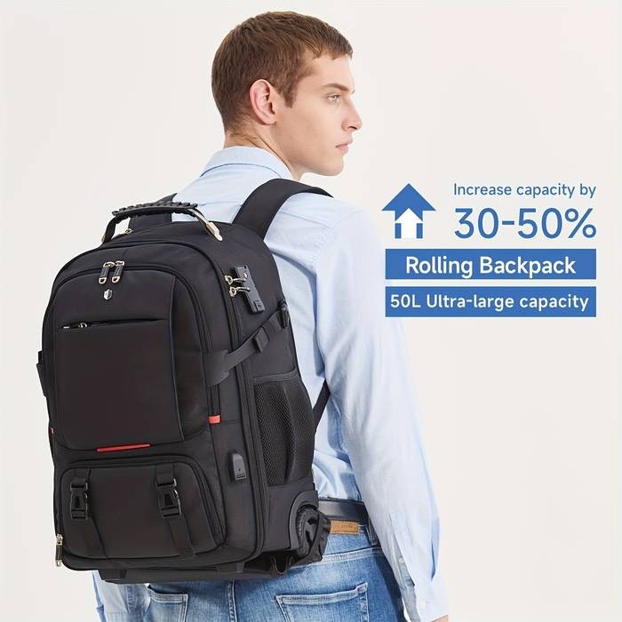 SWICKY Large Capacity 50L Roller Backpack with Vacuum Compression Your Ultimate Travel Companion
