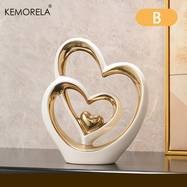 KEMORELA Creative Living Room Statue Ornaments Elegant Love-Shaped Ceramic Sculptures for Home and Holiday Decor