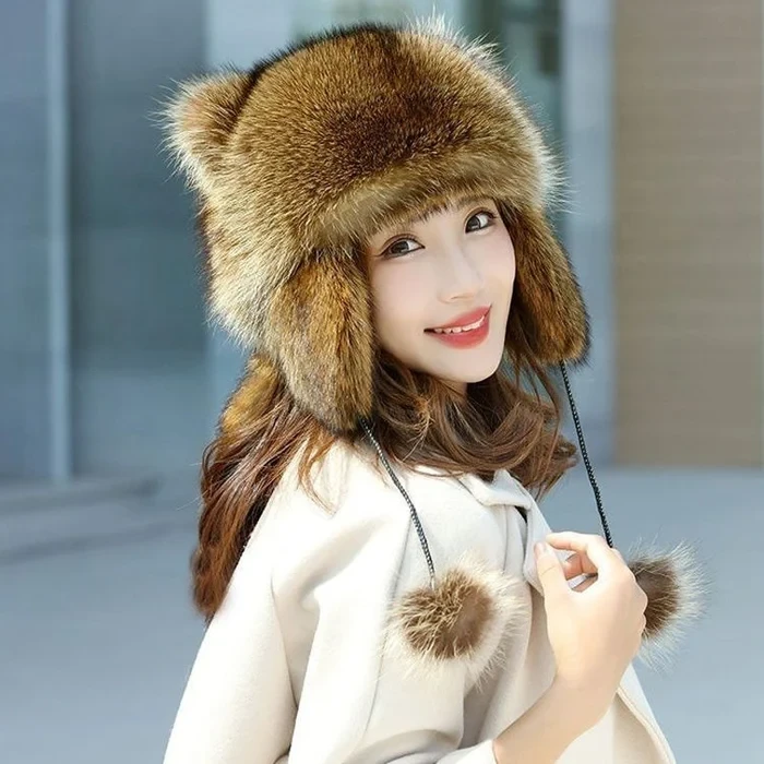 Raccoon Tail Fur Parent-Child Plush Hat
