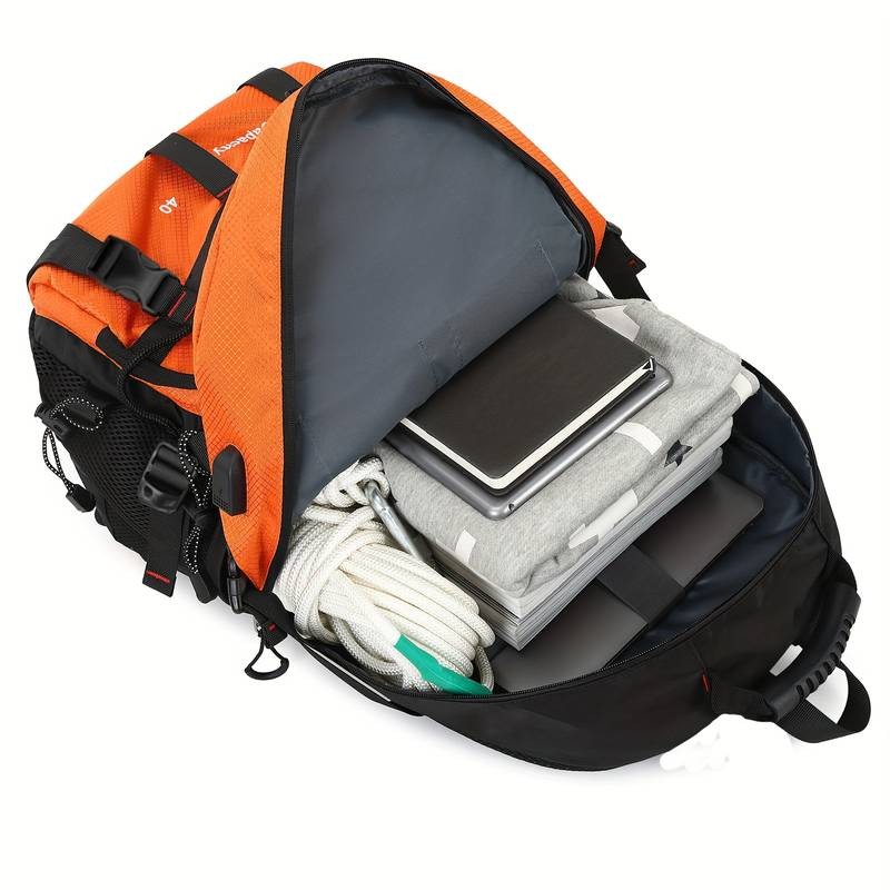 CASAKECNA Large 40L Travel Backpack with Laptop Compartment  Durable and Functional Backpack for Hiking, Camping, and Travel