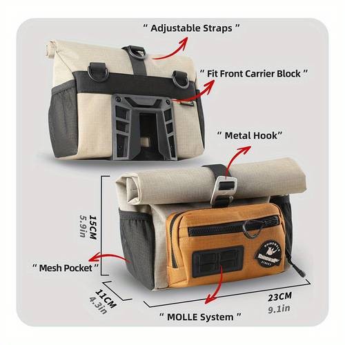 Rhinowalk Handlebar Bag for BROMTON/DAHON Folding Bikes  4L Quick-Release Front Basket for Urban Cycling & Commuting