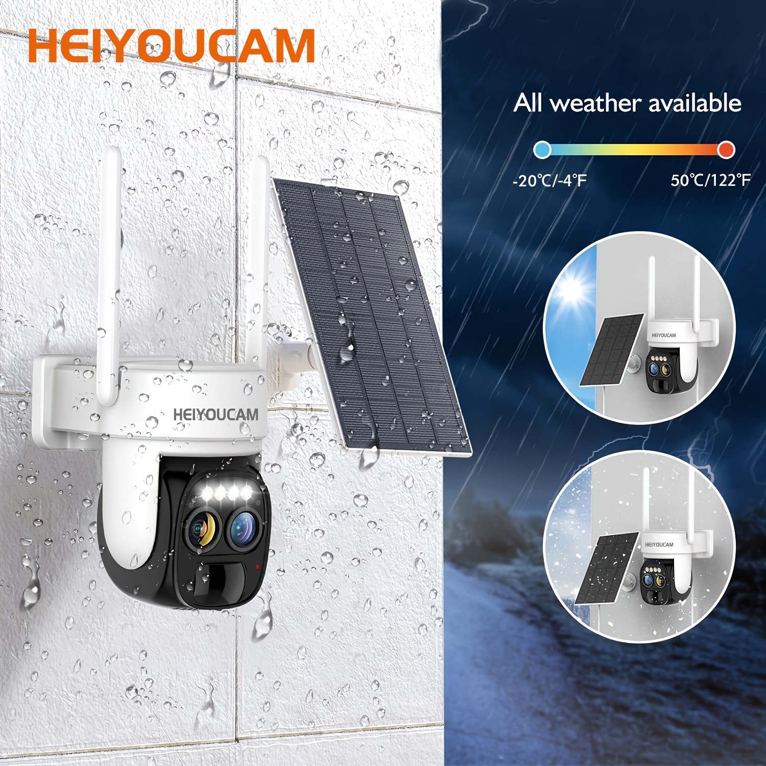 HEIYOUCAM 3MP Security Battery Outdoor Wireless Solar Camera