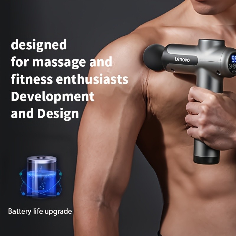 Massage Gun Quiet Percussion, 8 Heads, USB Rechargeable, Ideal for Back, Legs & Buttocks