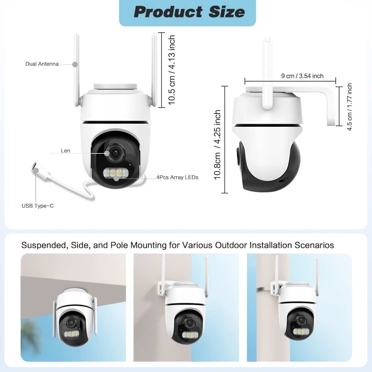 ANSHICAT Indoor/Outdoor Security Camera 360
