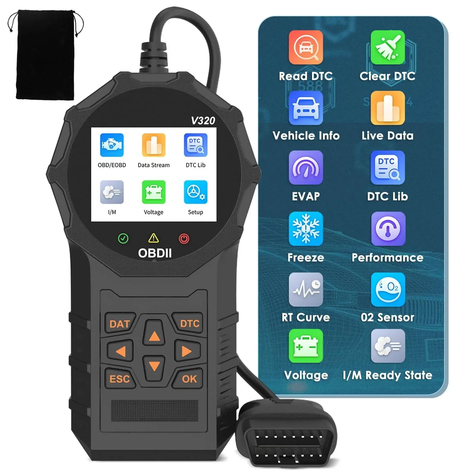 Automotive OBD2 Scanner OBD Code Reader Car Check Engine Fault Diagnostic Tool