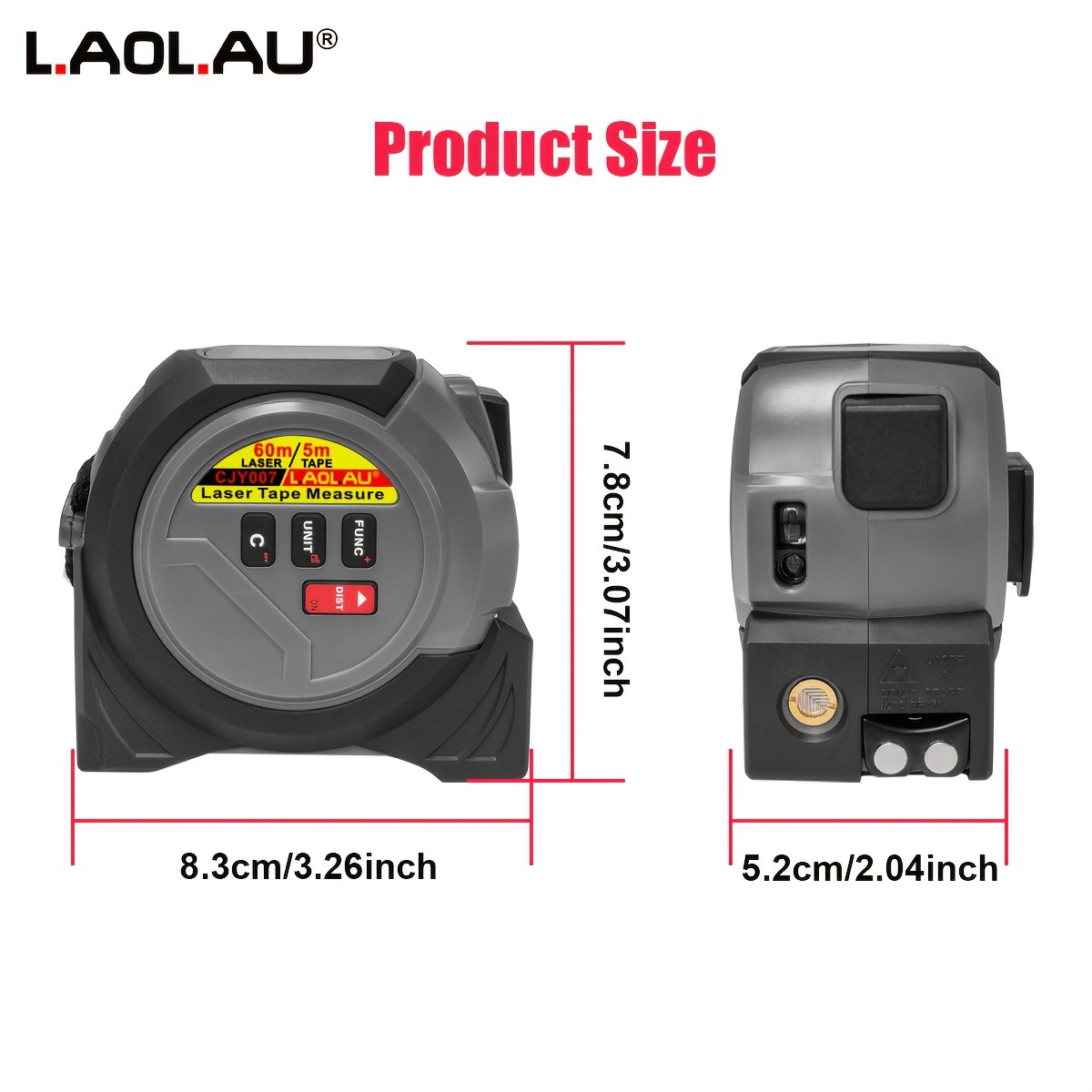 LAOLAU 3-in-1 Laser Distance Measuring Tape